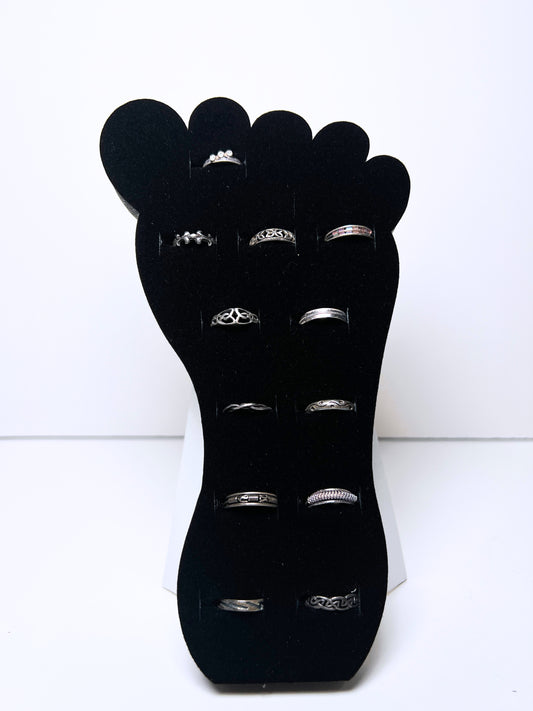 Silver Toe Rings 12pc Set
