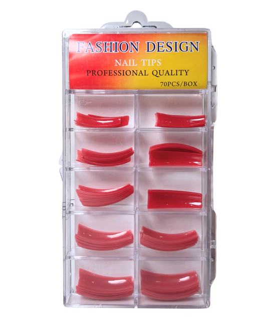 Fashion Design Nail Tips 70pc - Berry Red Color