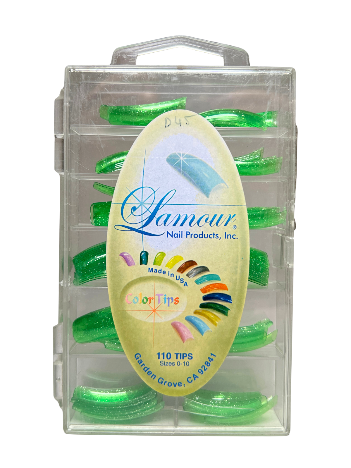 Lamour Nail Products Color Tips 110pc - Jelly Glitter Green