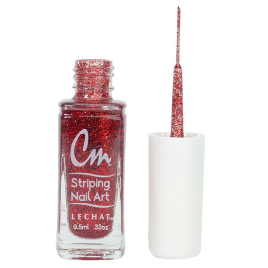 LECHAT CM Striping Nail Art Polish 0.33oz - Red Glitter #CM32