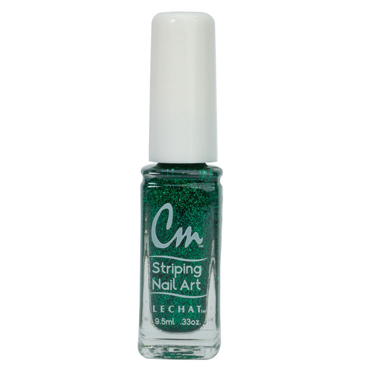 LECHAT CM Striping Nail Art Polish 0.33oz - Green Glitter #CM33