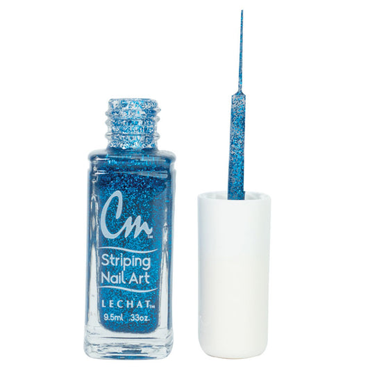 LECHAT CM Striping Nail Art Polish 0.33oz - Blue Glitter #CM34