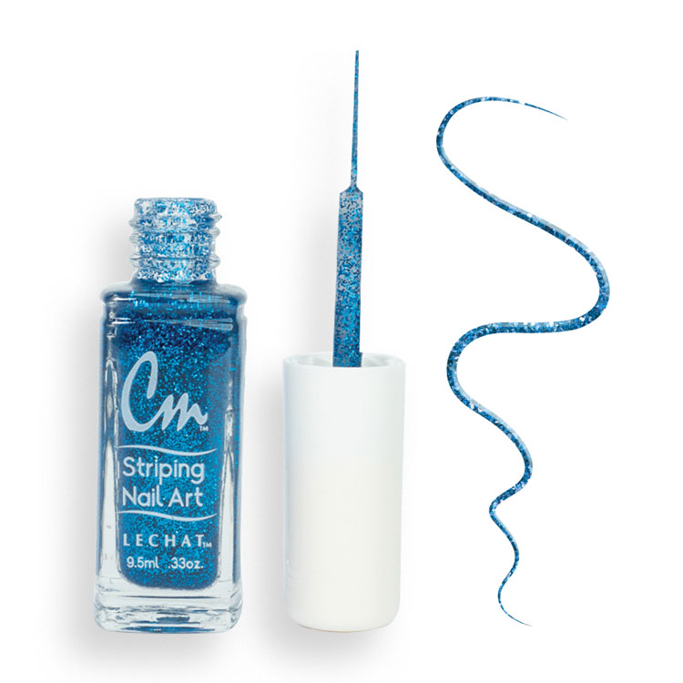 LECHAT CM Striping Nail Art Polish 0.33oz - Blue Glitter #CM34