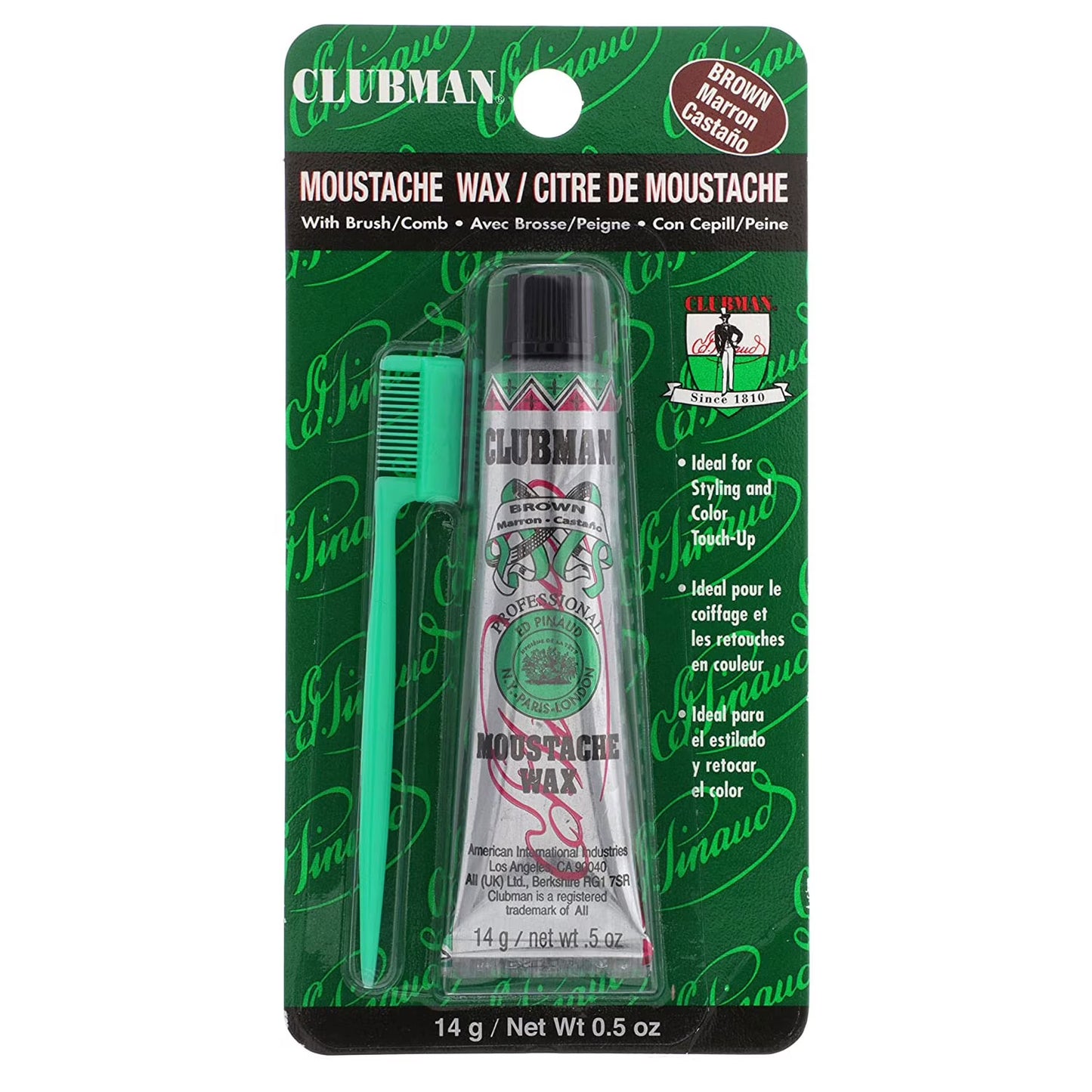 CLUBMAN Pinaud Moustache Wax Brown 0.5oz