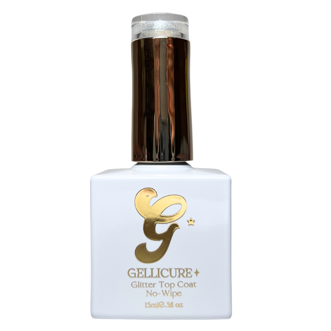 GELLICURE PRO★ No Wipe Glitter Top Coat HEMA & TPO FREE 0.5oz - White Glitz #GT01