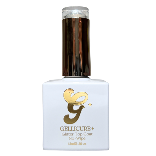 GELLICURE PRO★ No Wipe Glitter Top Coat HEMA & TPO FREE 0.5oz - White Glitz #GT01