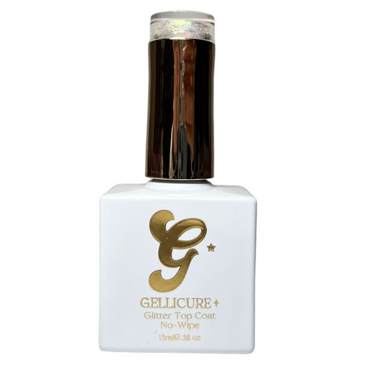 GELLICURE PRO★ No Wipe Glitter Top Coat HEMA & TPO FREE 0.5oz - Gold Glitz #GT02
