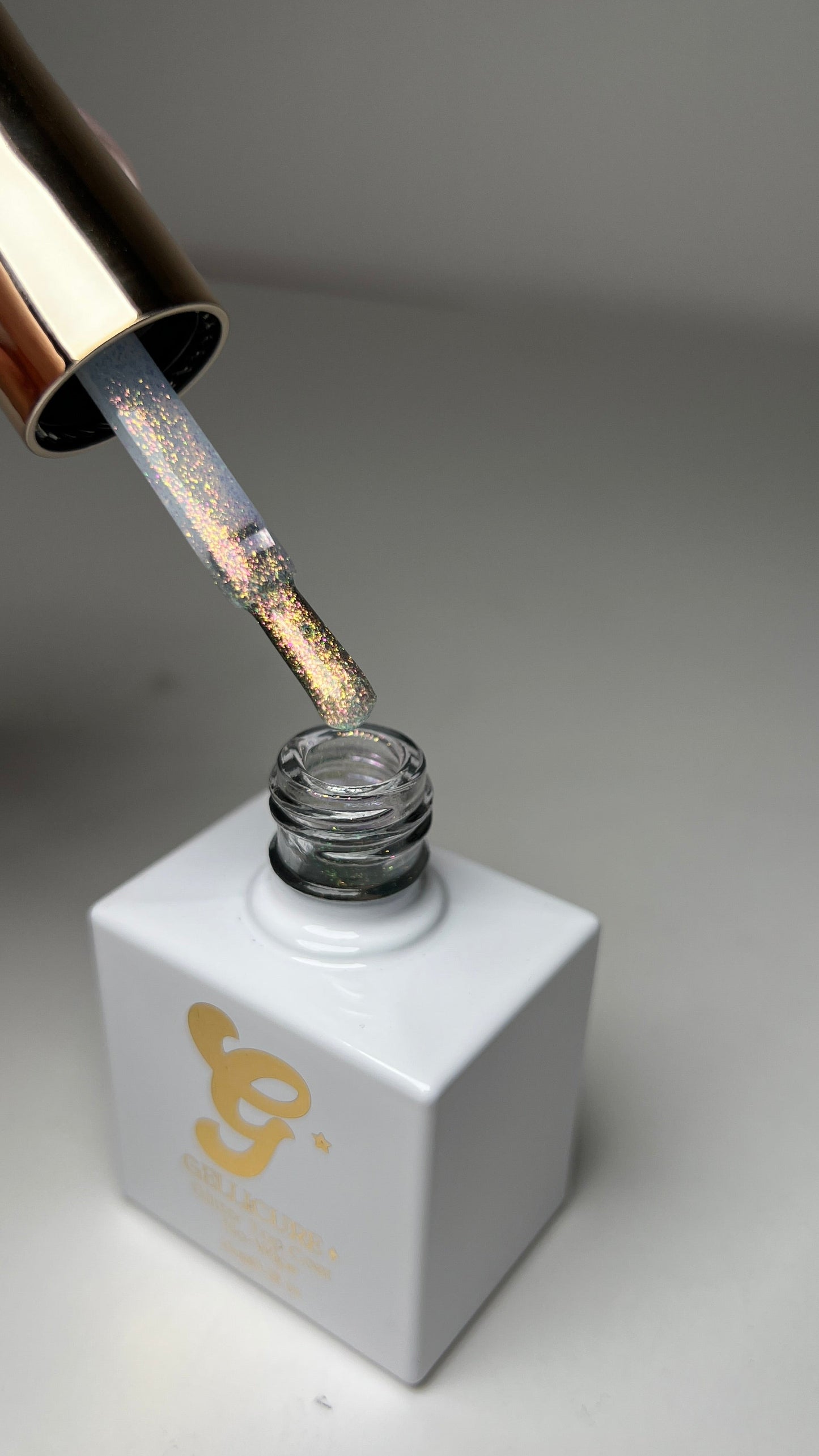 GELLICURE PRO★ No Wipe Glitter Top Coat HEMA & TPO FREE 0.5oz - Gold Glitz #GT02