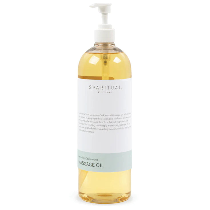 SPARITUAL Slow Beauty® Geranium Cedarwood Massage Oil 33oz