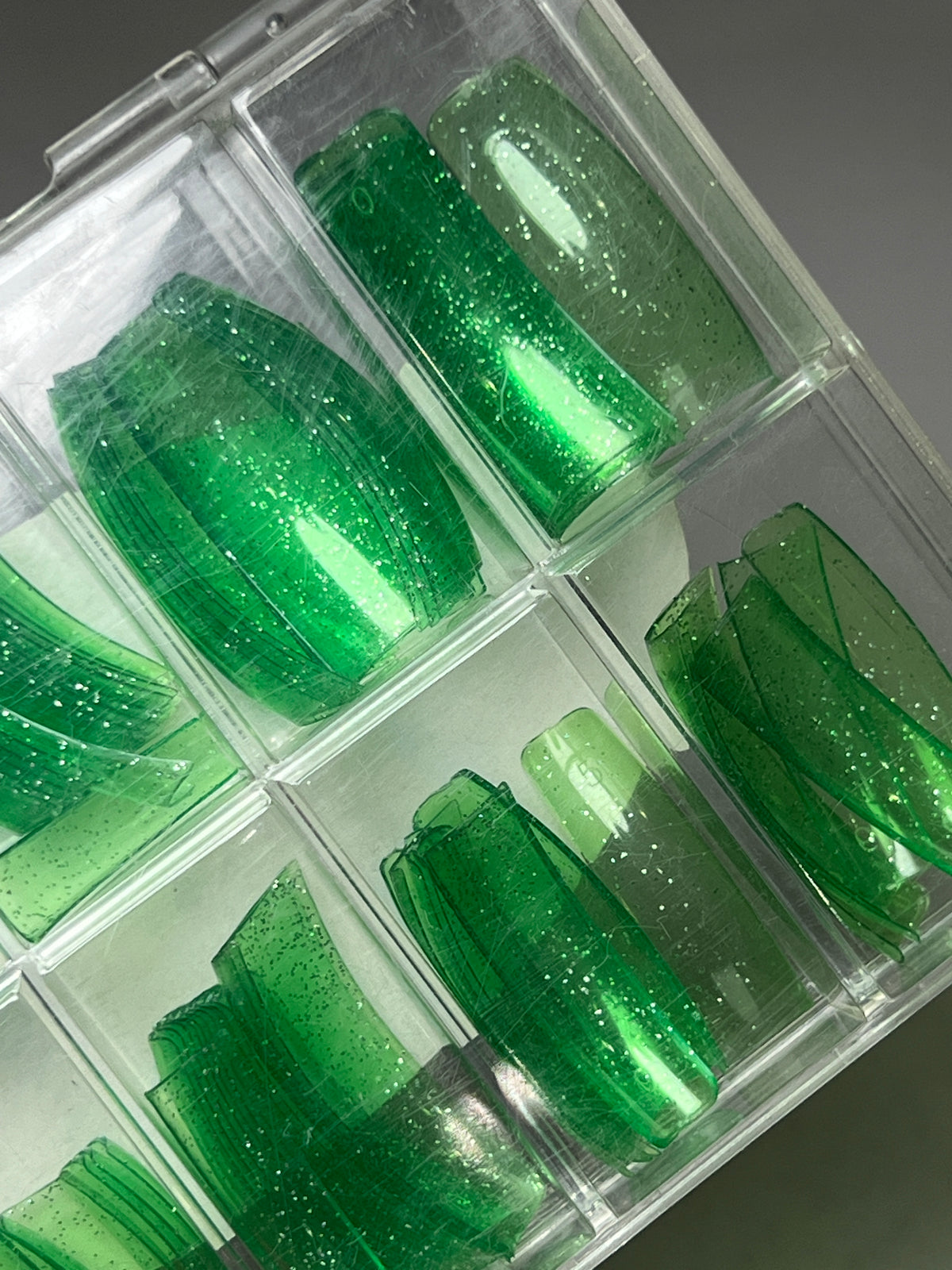 Lamour Nail Products Color Tips 110pc - Jelly Glitter Green