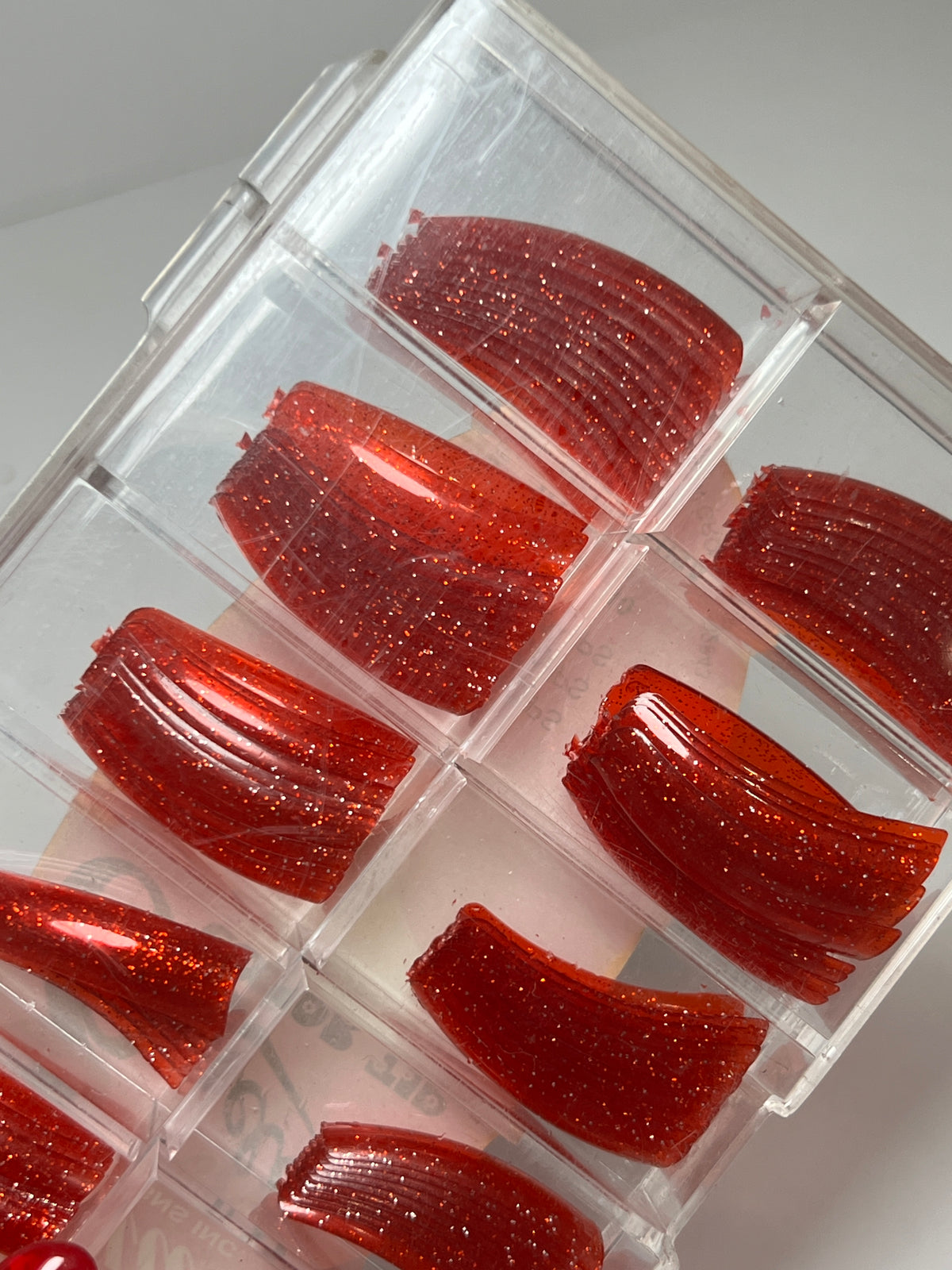 Luu Nail Designs Omely Color Tip 110pc - Jelly Red Glitter
