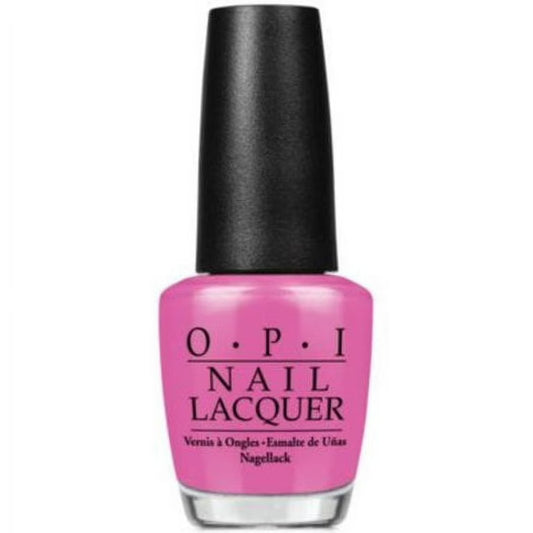 pink nail polish bottle with a black cap over a white background