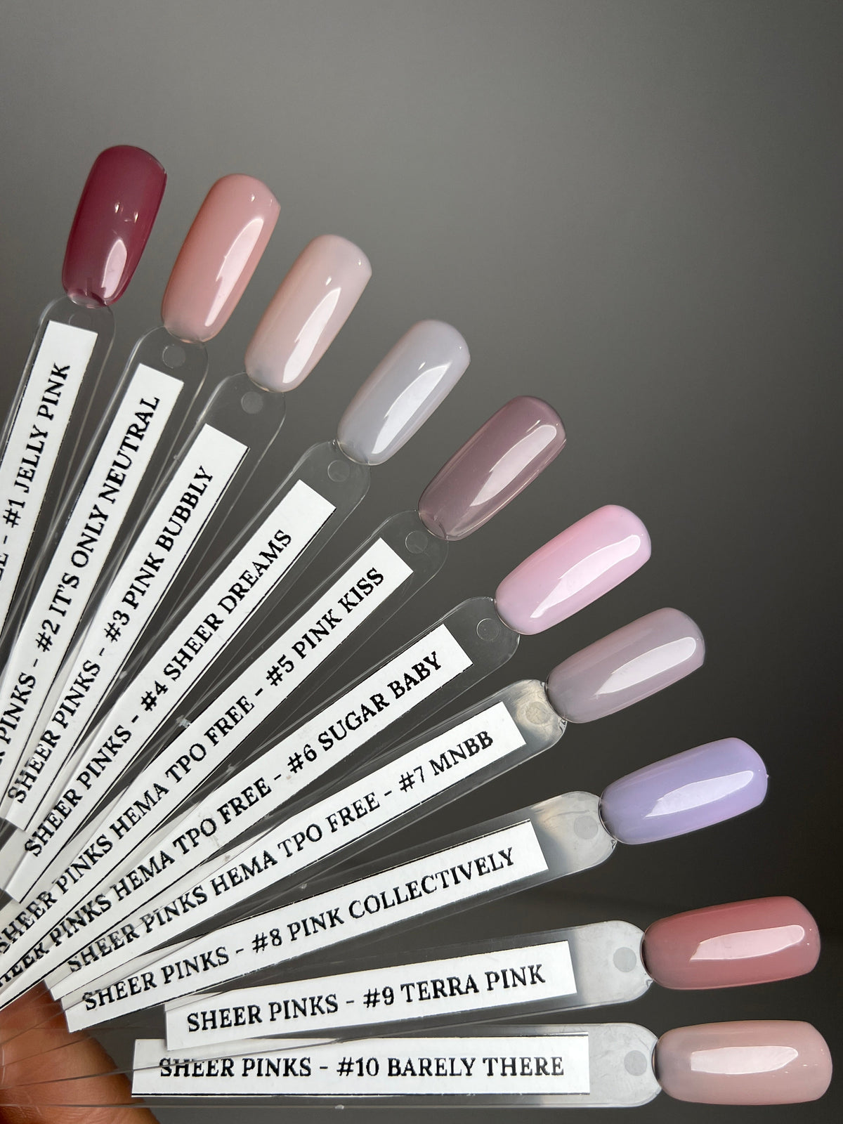 different variations of pink nail swatches 