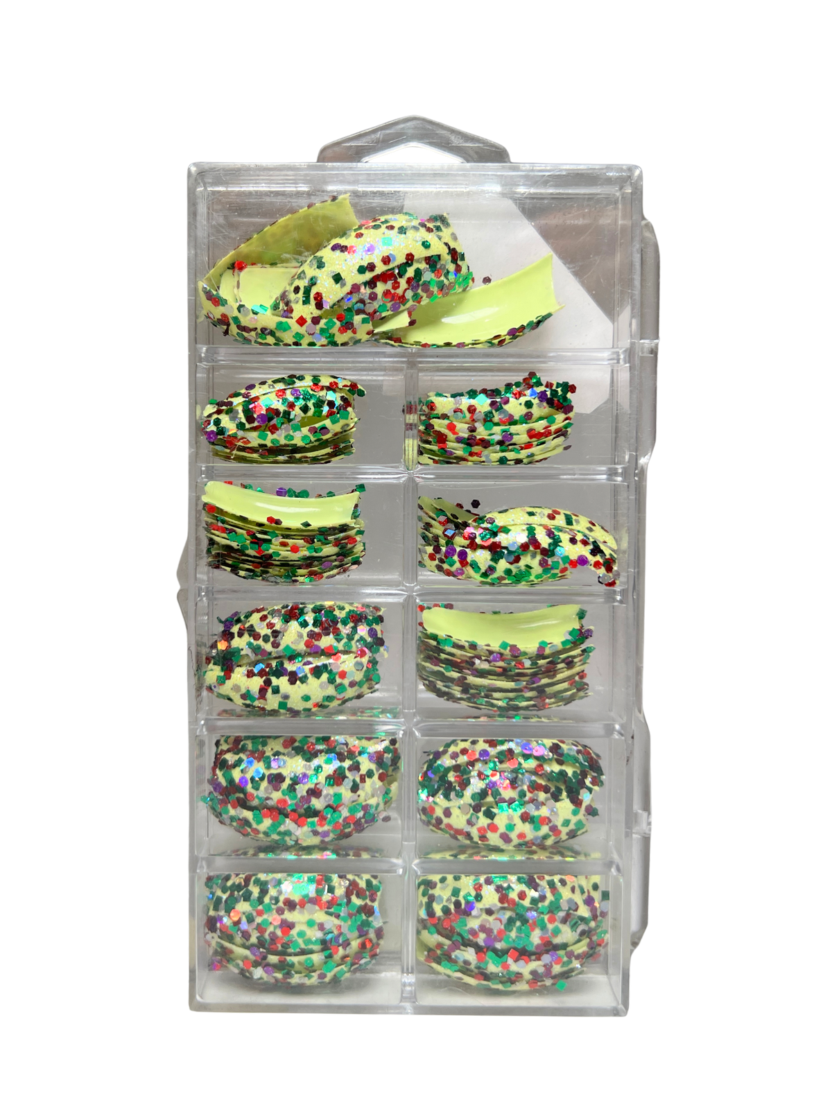 Tip Jar Fashion Nail Tips Super Glitter Curve 110pc - Light Yellow Tips/Mix Glitter