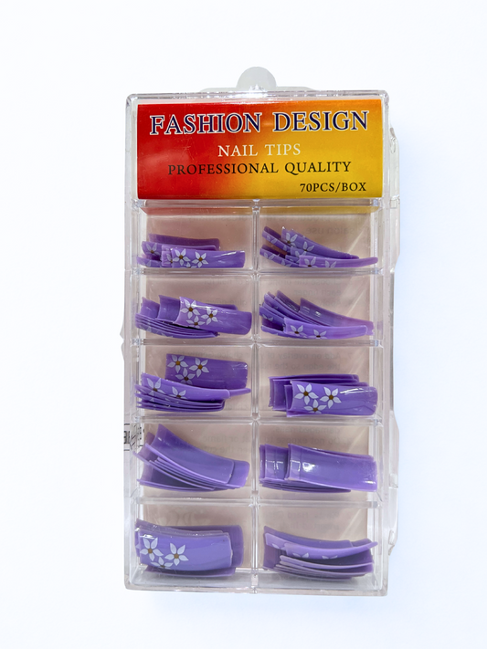 Fashion Design Nail Tips 70pc - Purple Jasmine