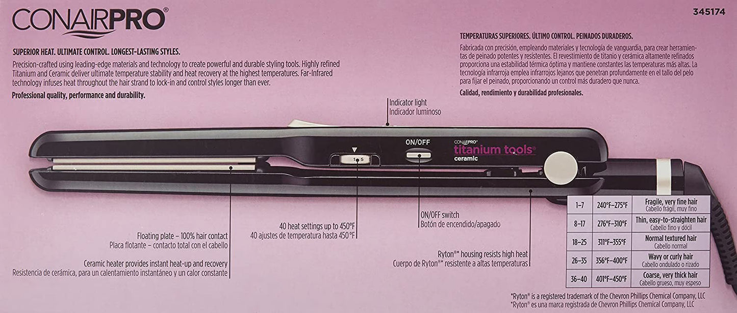 CONAIR PRO Titanium Tools Ceramic - 1 1/2" Turbocharged Flat Iron