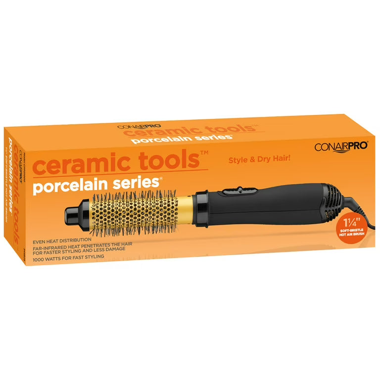 CONAIR PRO Porcelain Series - 1 1/4" Soft-Bristle Hot Air Brush