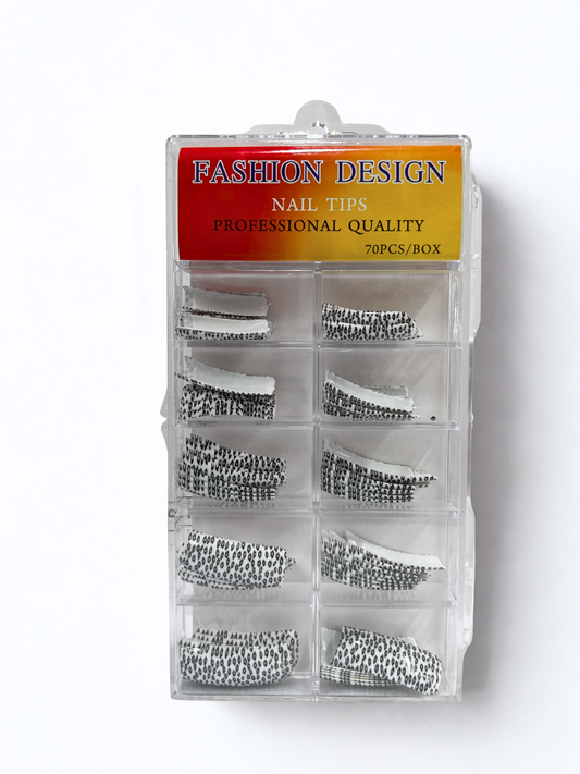 Fashion Design Nail Tips 70pc - White Circular Pattern