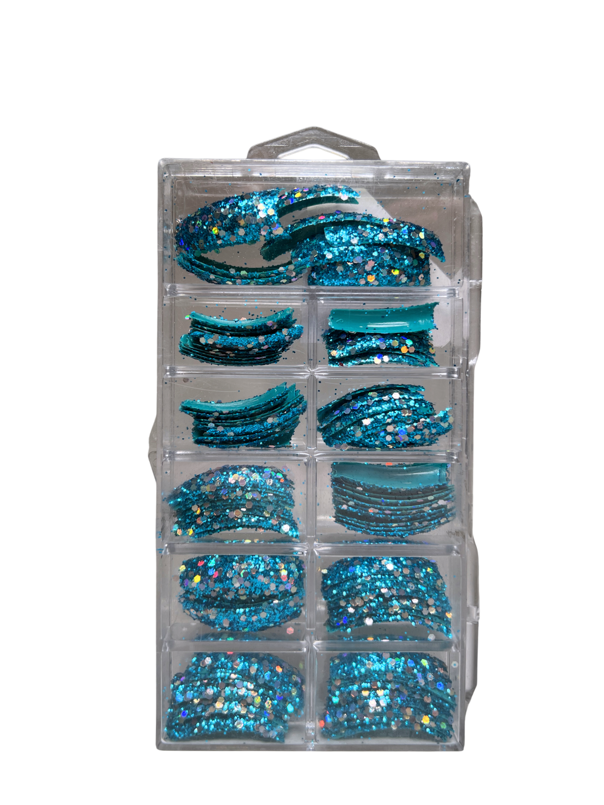 Tip Jar Fashion Nail Tips Super Glitter Curve 110pc - Teal Tips/Mix Glitter