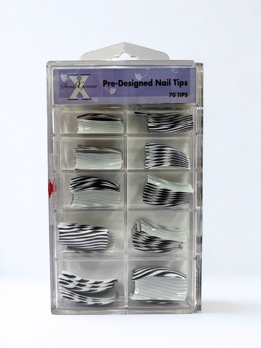 SCENT XPERIENCE Pre-Designed Nail Tips 70pc - Zebra Print #2