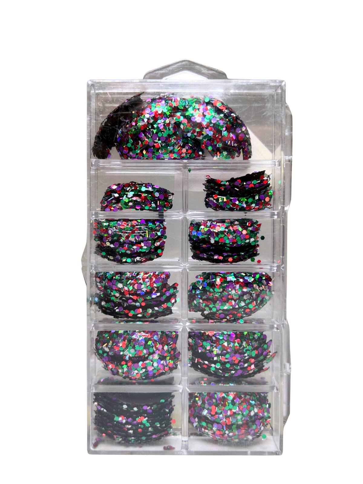 Tip Jar Fashion Nail Tips Super Glitter Curve 110pc - Black Tips/Mix Glitter