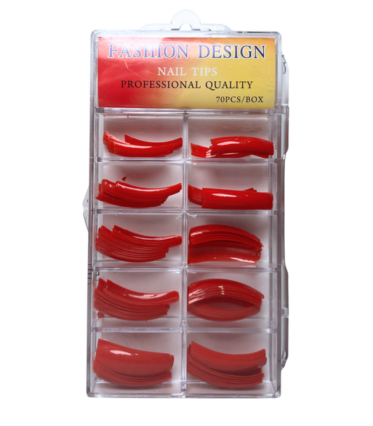 Fashion Design Nail Tips 70pc - Red Color