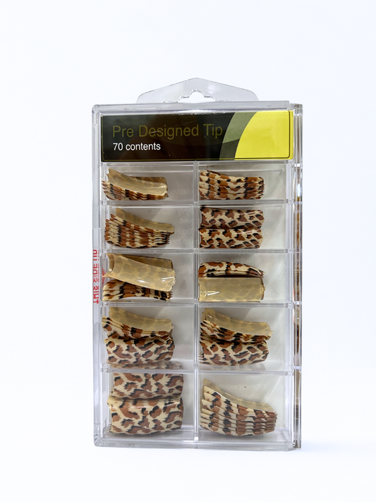 Pre-Designed Nail Tips 70pc - Tan Leopard Print