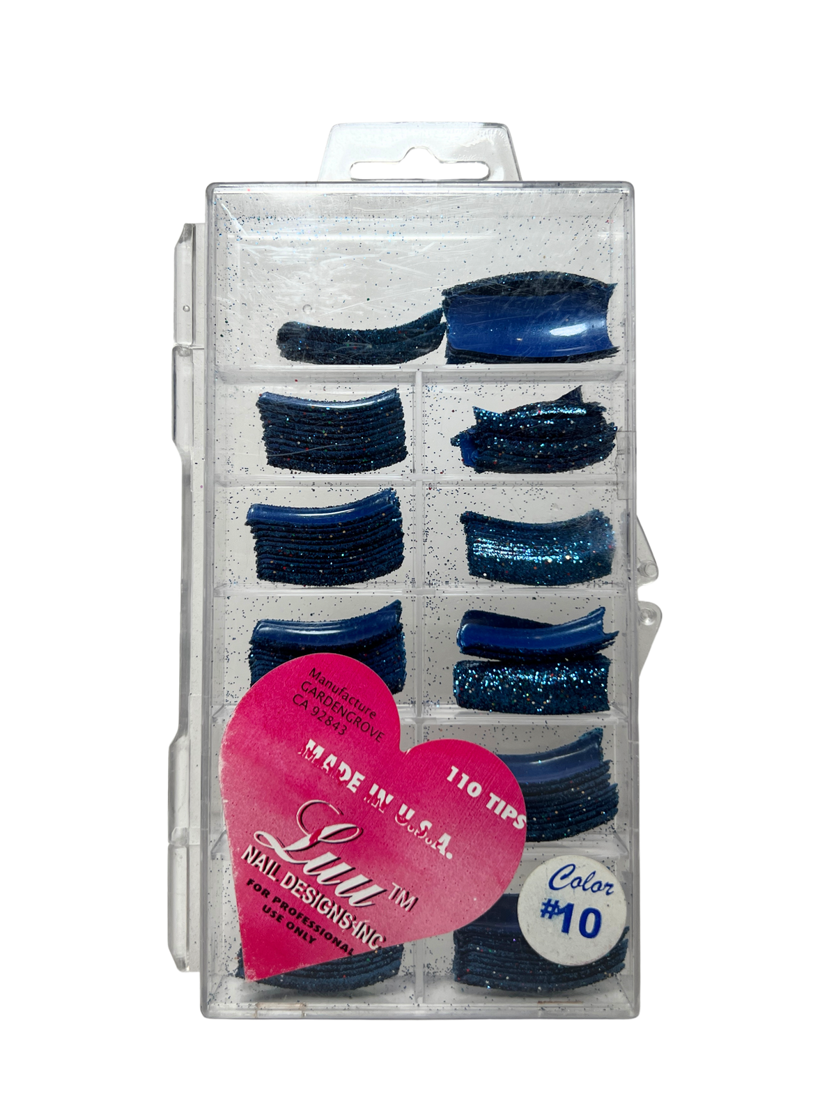 Luu Nail Designs Glitter Tips 110pc - Blue Tips/Mixed Blue Glitter