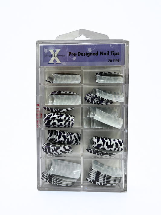 SCENT XPERIENCE Pre-Designed Nail Tips 70pc - Cow Print