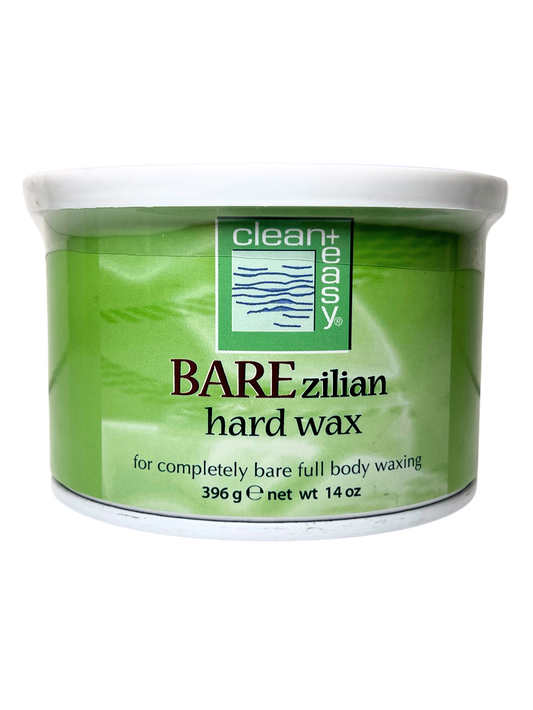 Green container of Barezilian hard wax on a white background