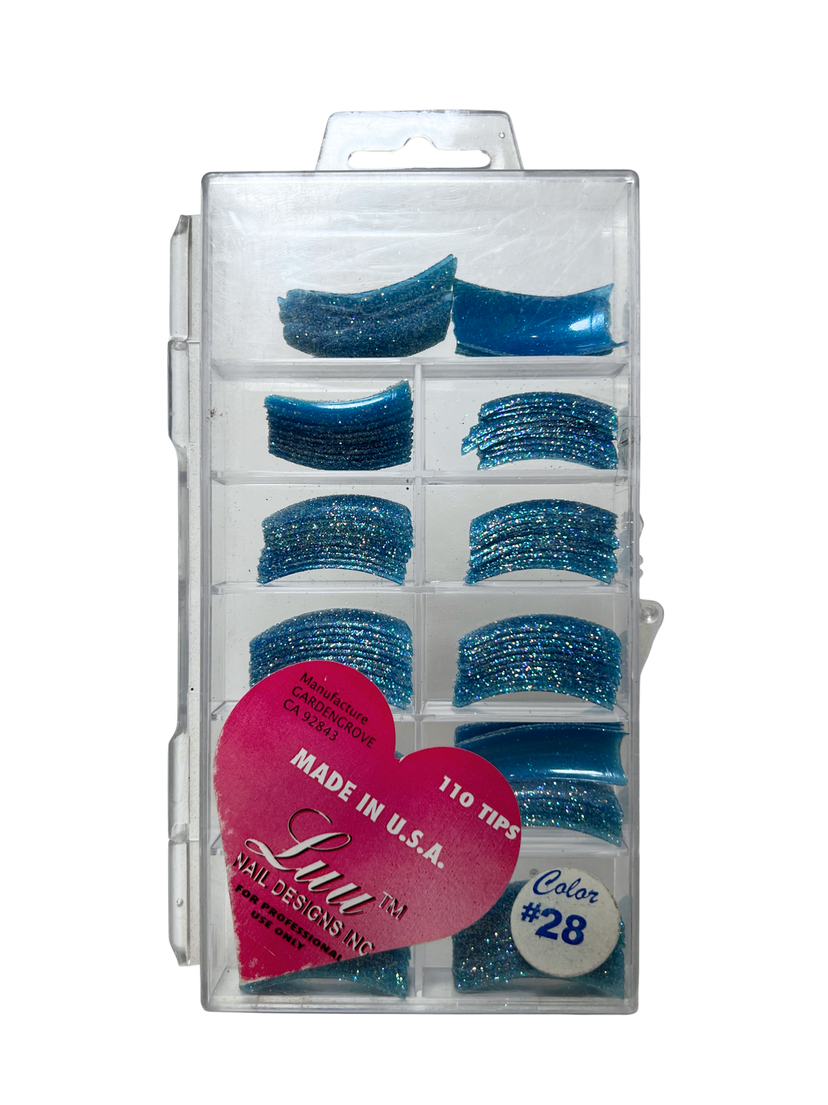 Luu Nail Designs Glitter Tips 110pc - Blue Tips/Fairy Dust Glitter