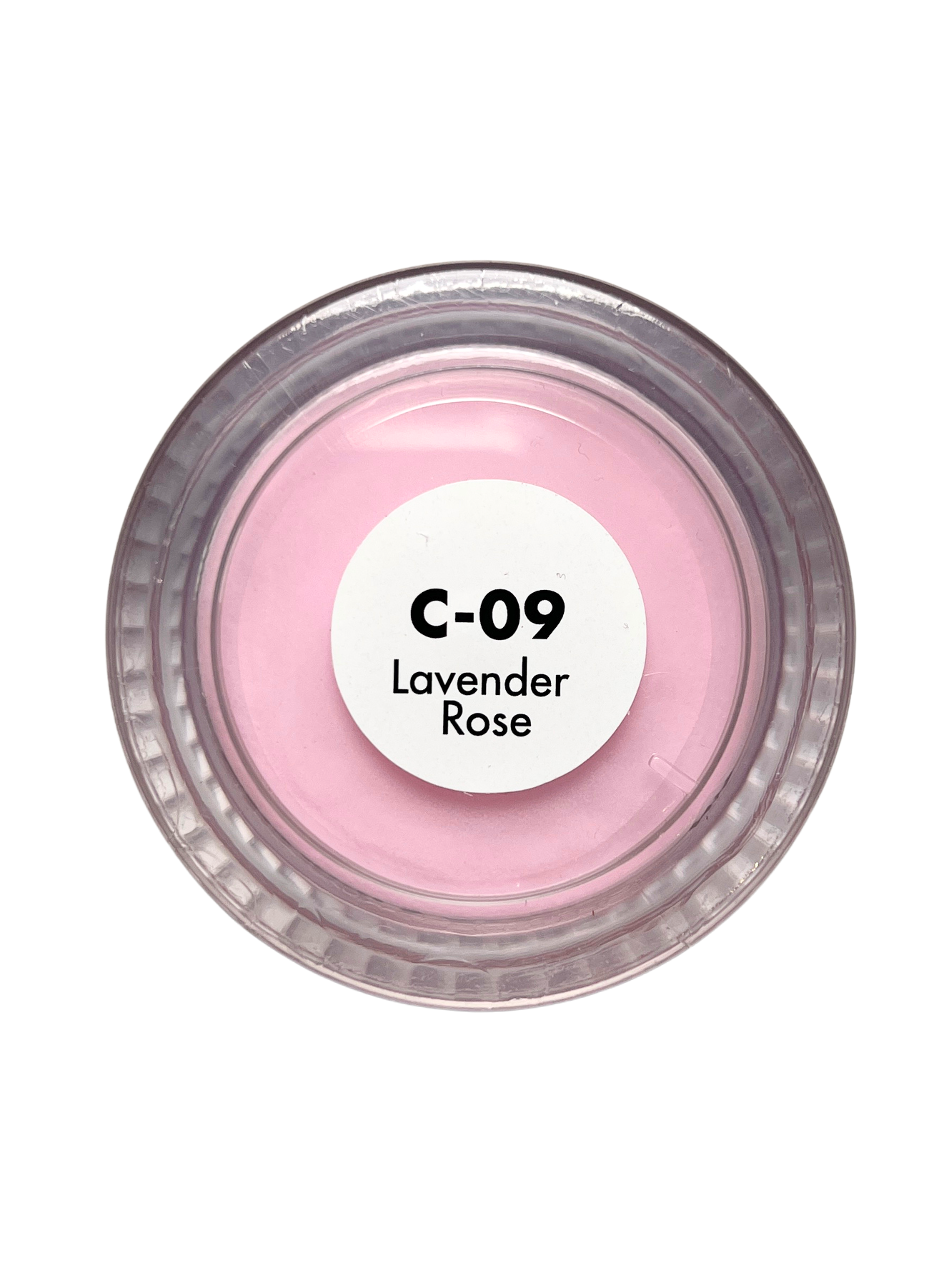 Pink cosmetic compact labeled 'C-09 Lavender Rose' on a white background