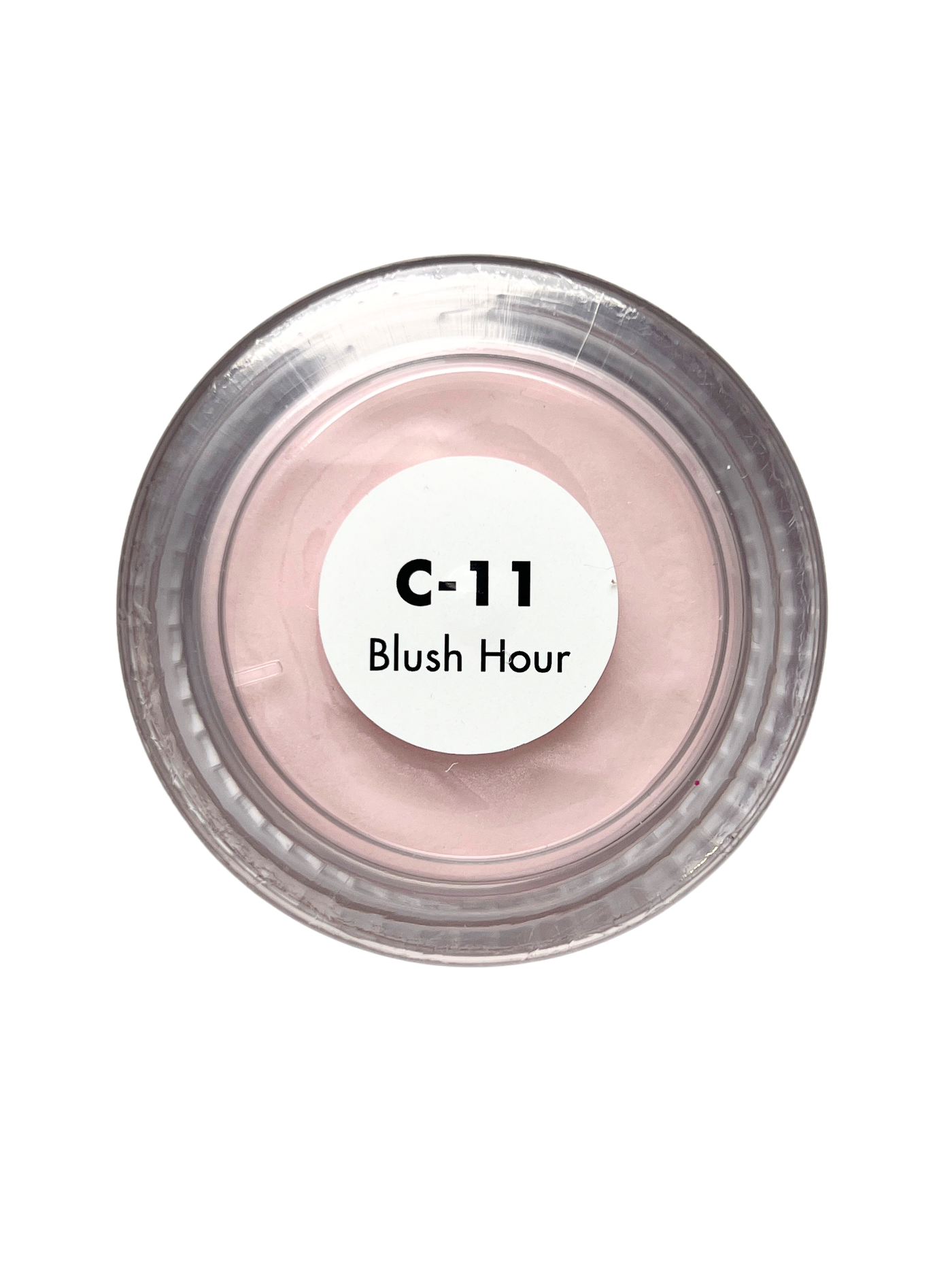 Acrylic powder labeled 'Blush Hour' with shade 'C-11' on a white background