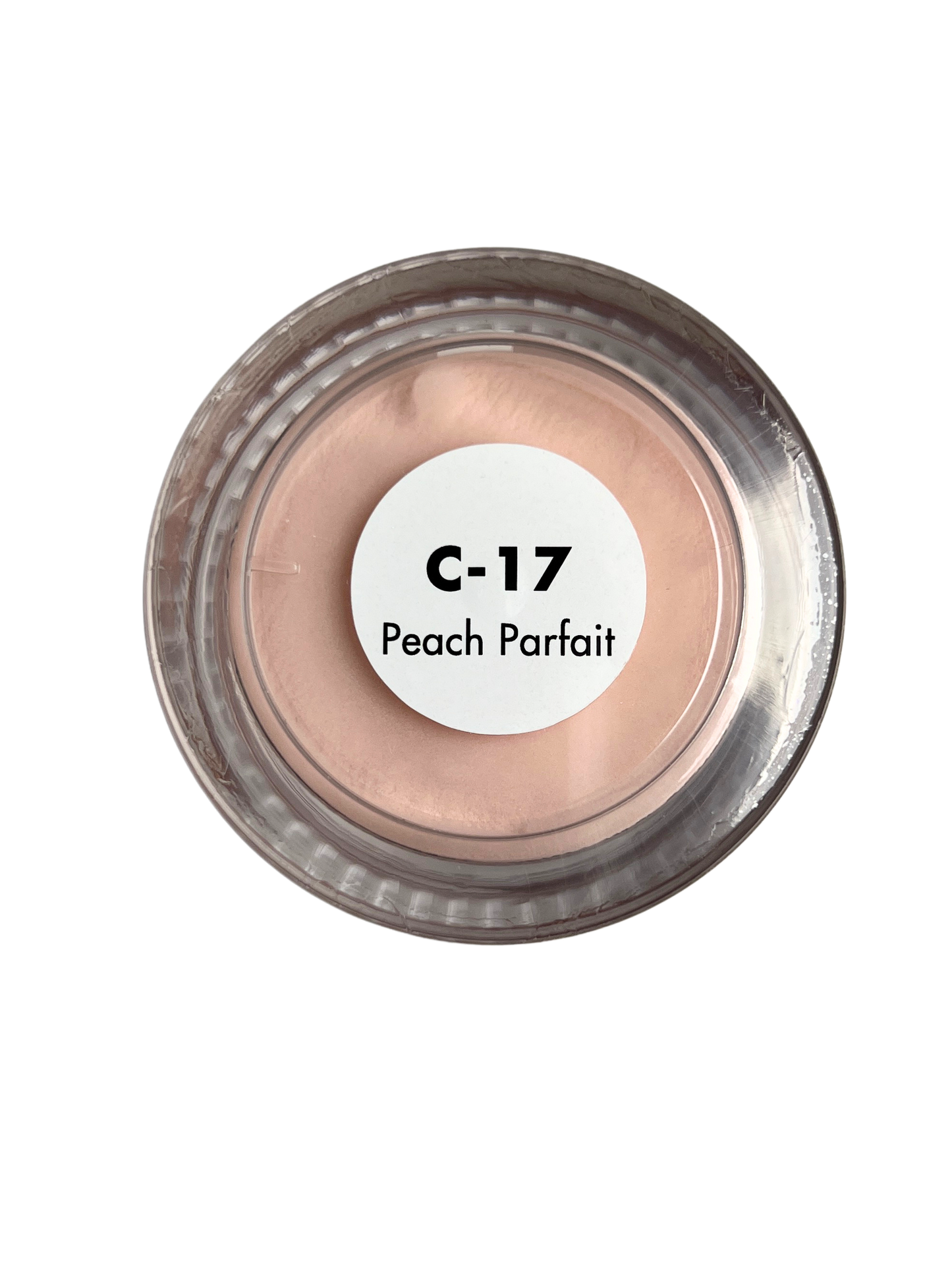 Cosmetic container labeled 'C-17 Peach Parfait' on a white background