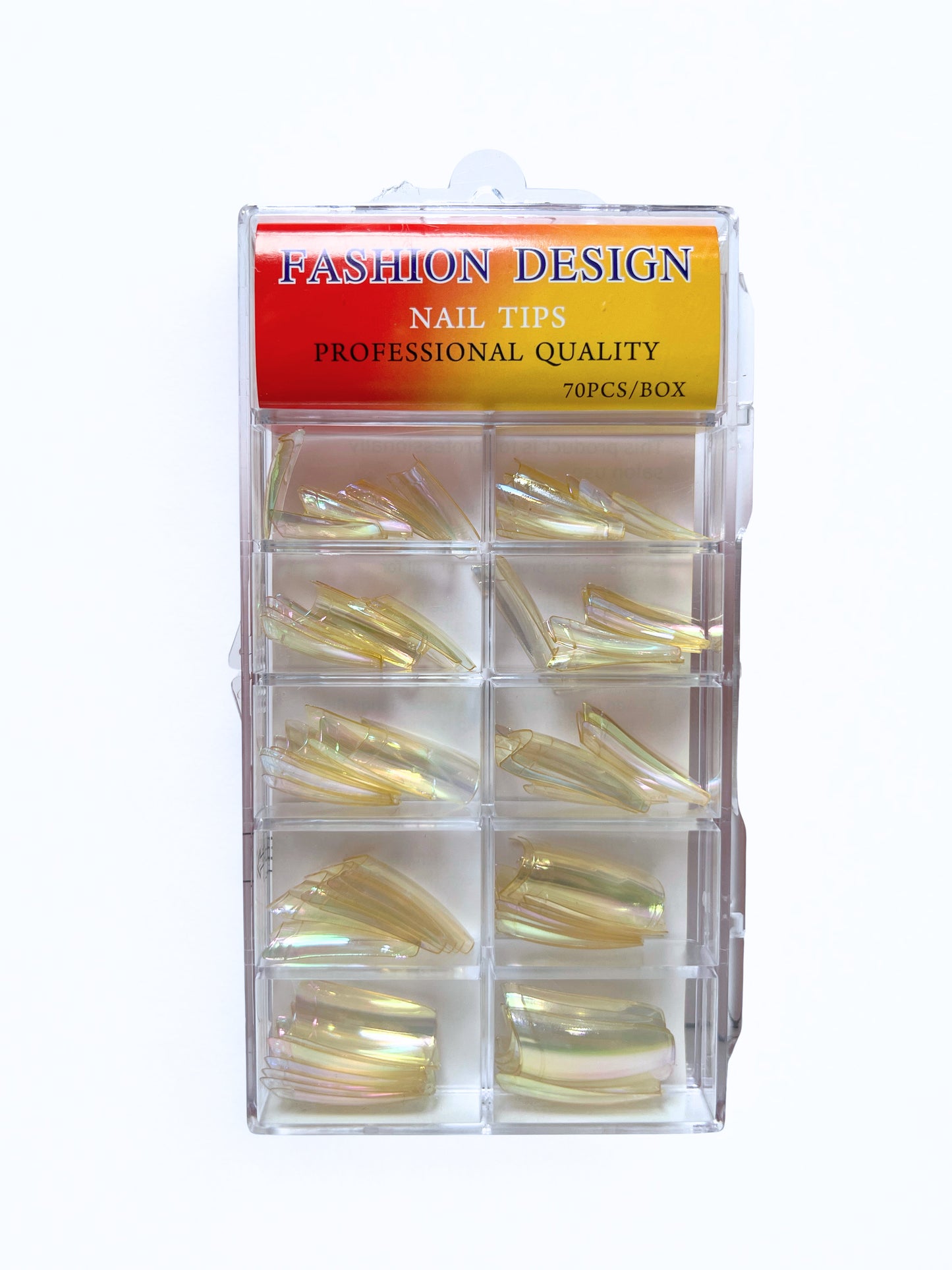 Fashion Design Nail Tips 70pc - Transparent Iridescent Chrome