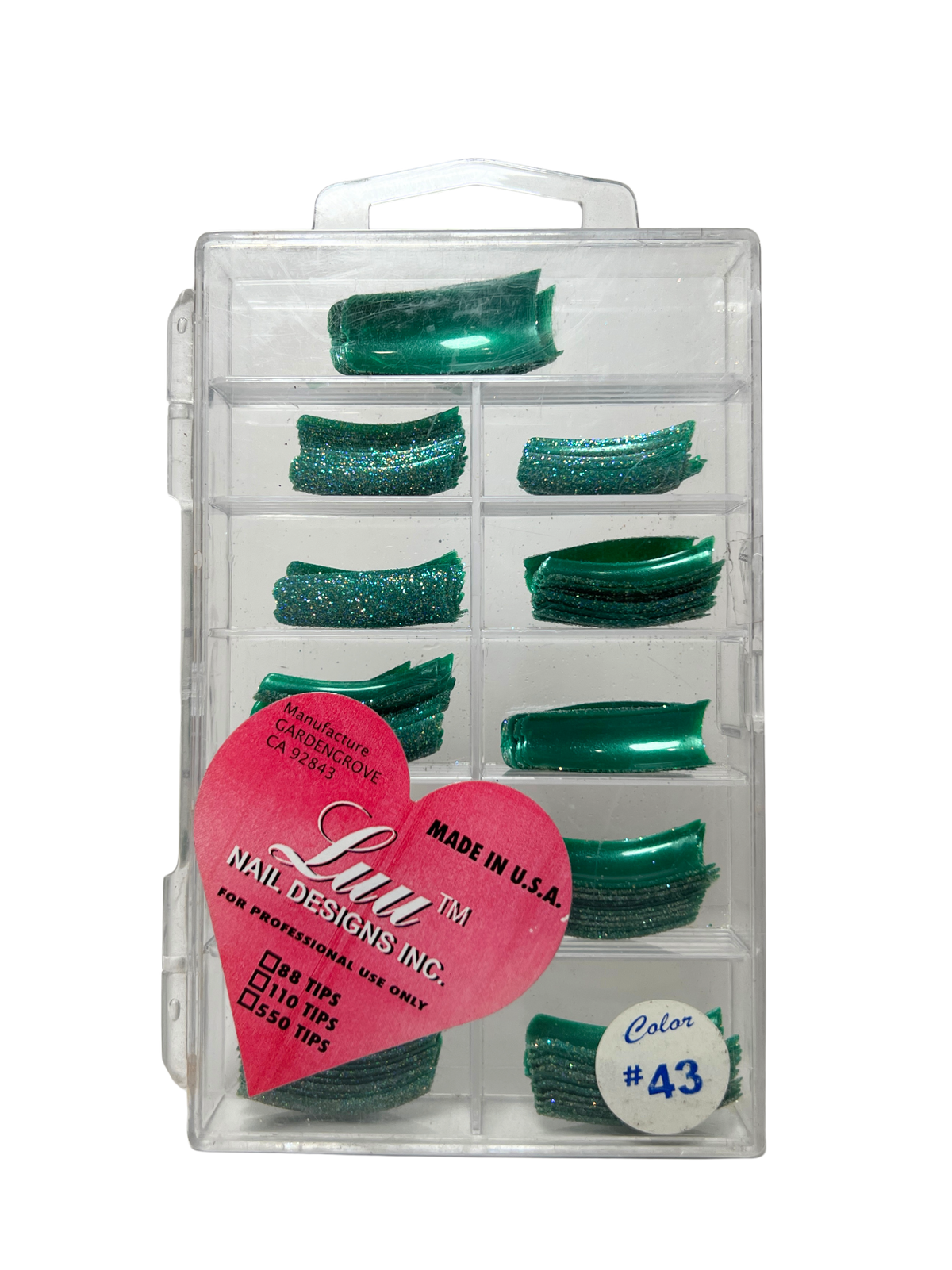 Luu Nail Designs Glitter Tips 110pc - Green Tips/Fairy Dust Glitter