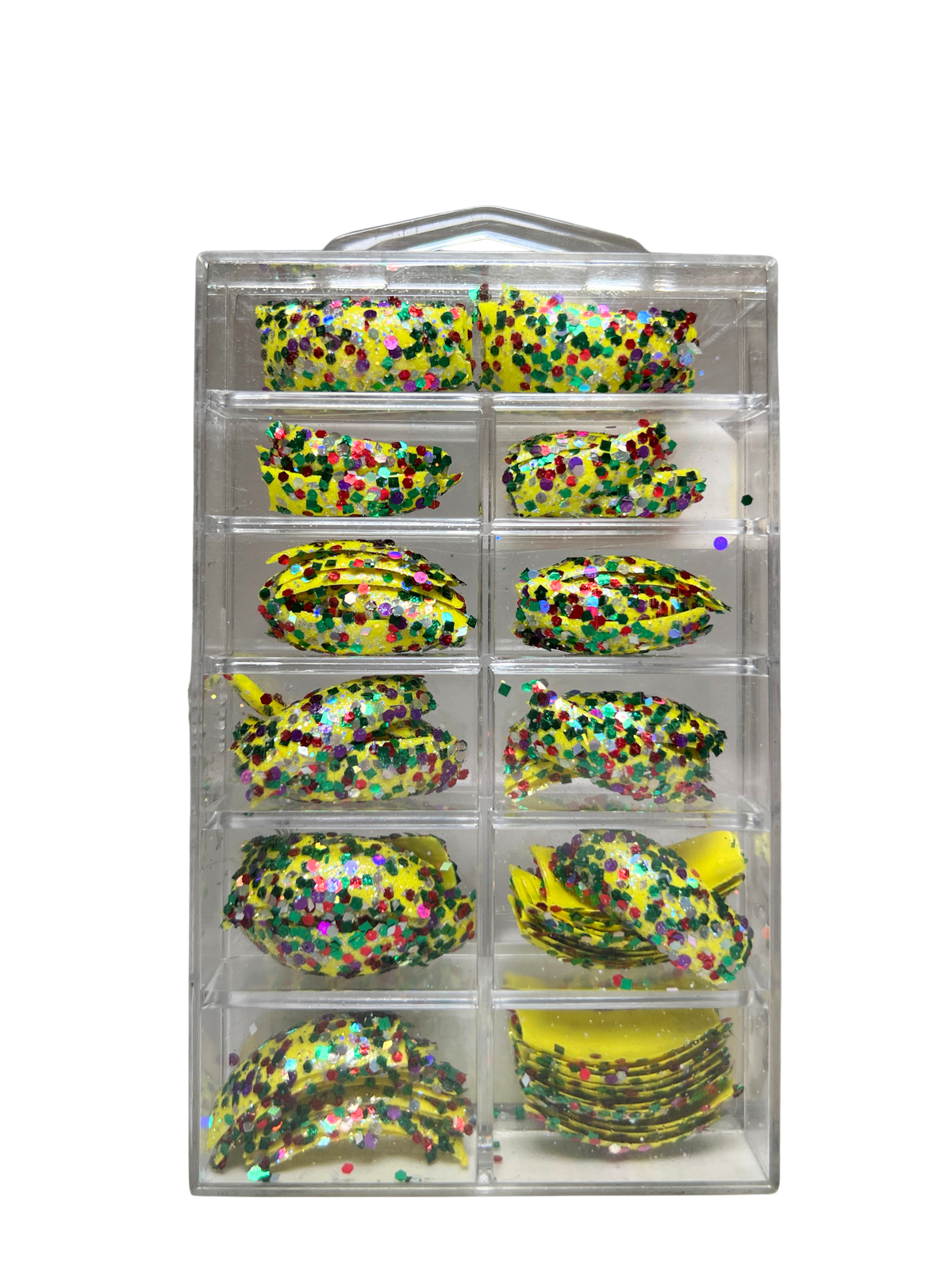 Tip Jar Fashion Nail Tips Super Glitter Curve 110pc - Yellow Tips/Mix Glitter