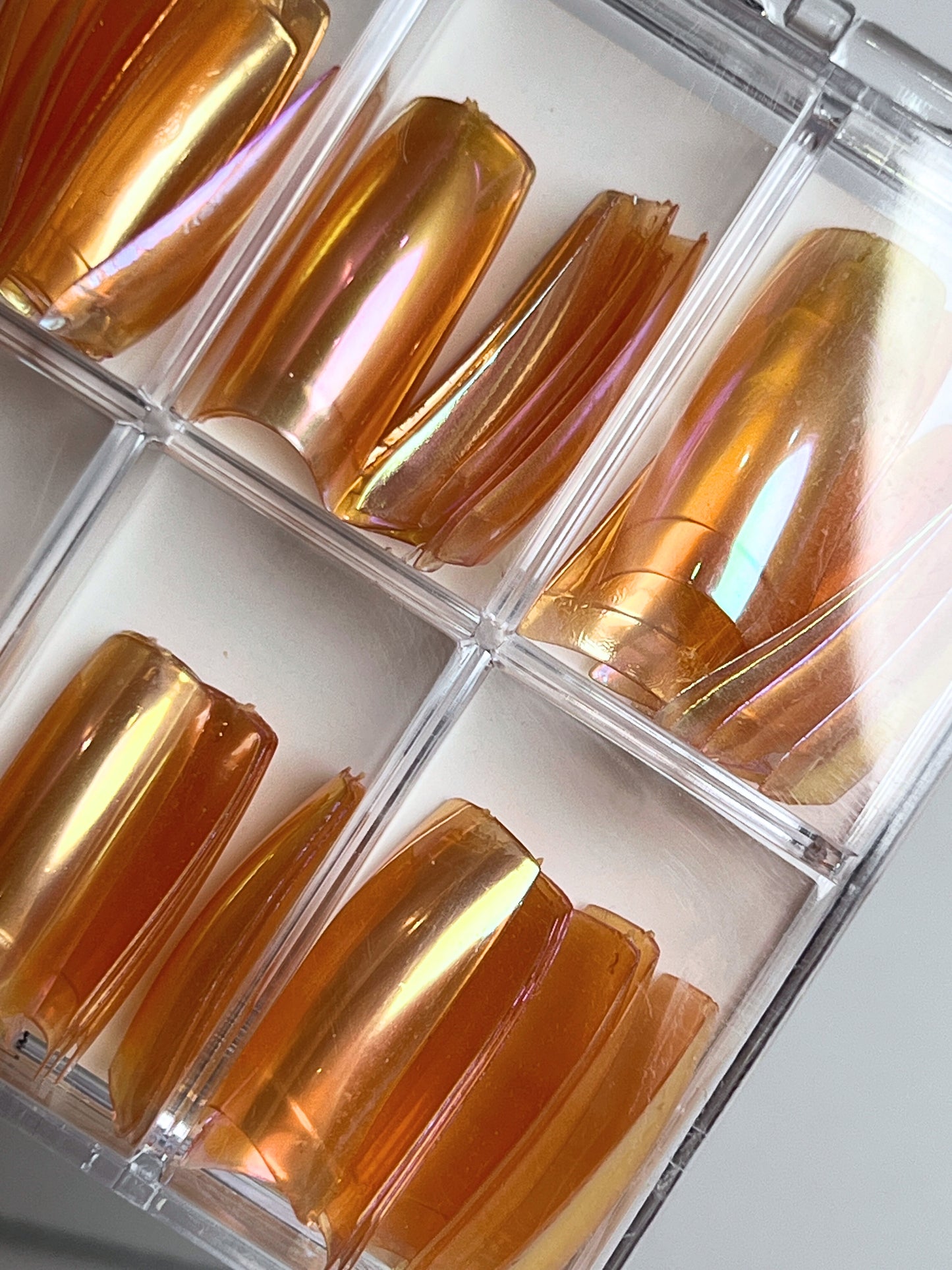 Fashion Design Nail Tips 70pc - Jelly Amber Orange Chrome