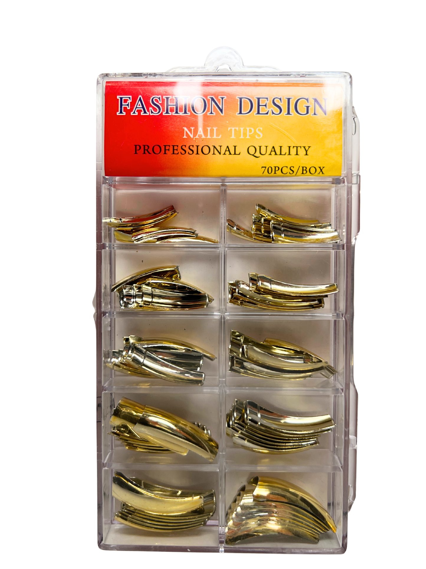 Fashion Design Nail Tips 70pc - Gold Chrome
