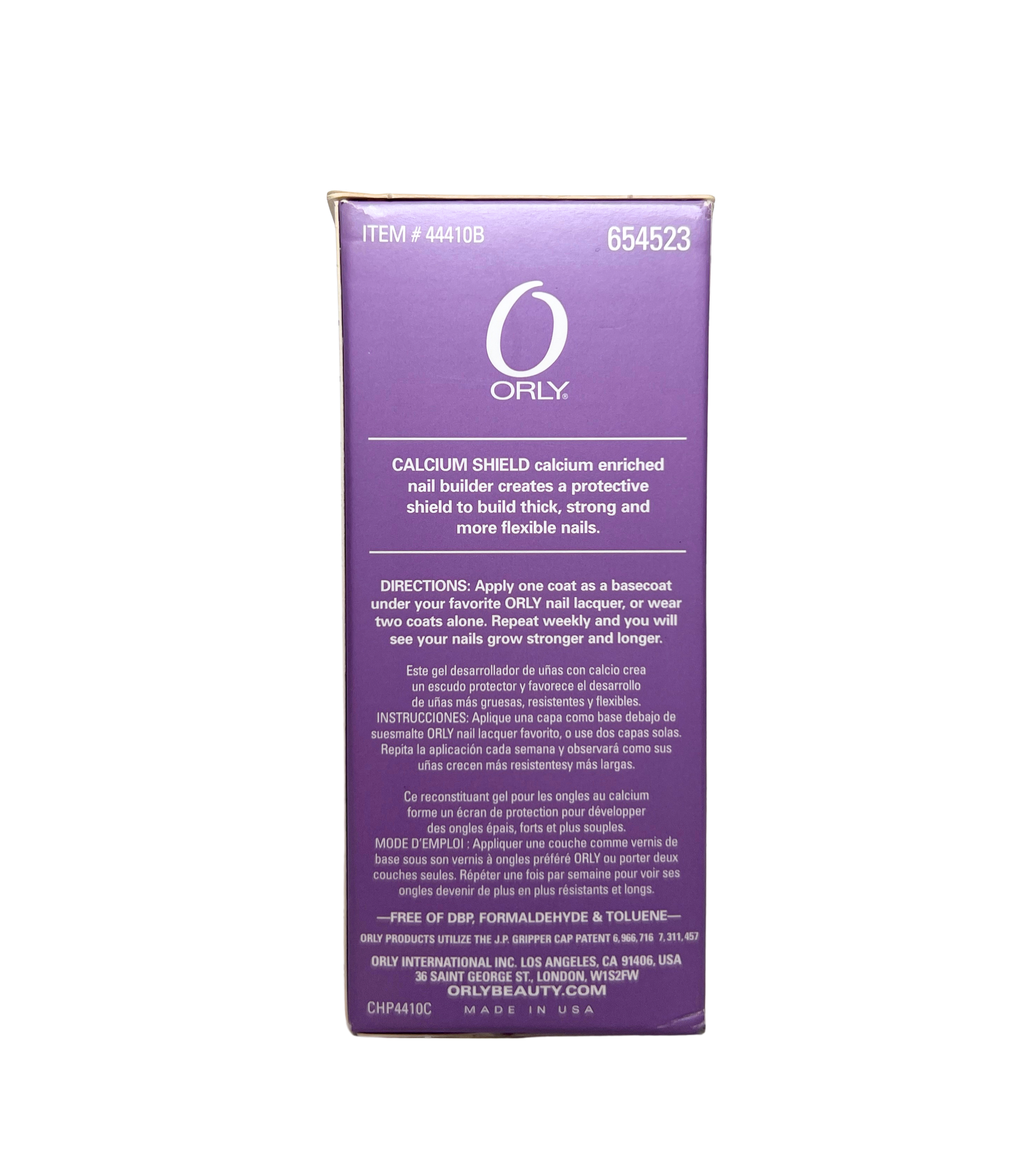 purple colored box with information in white on a white background