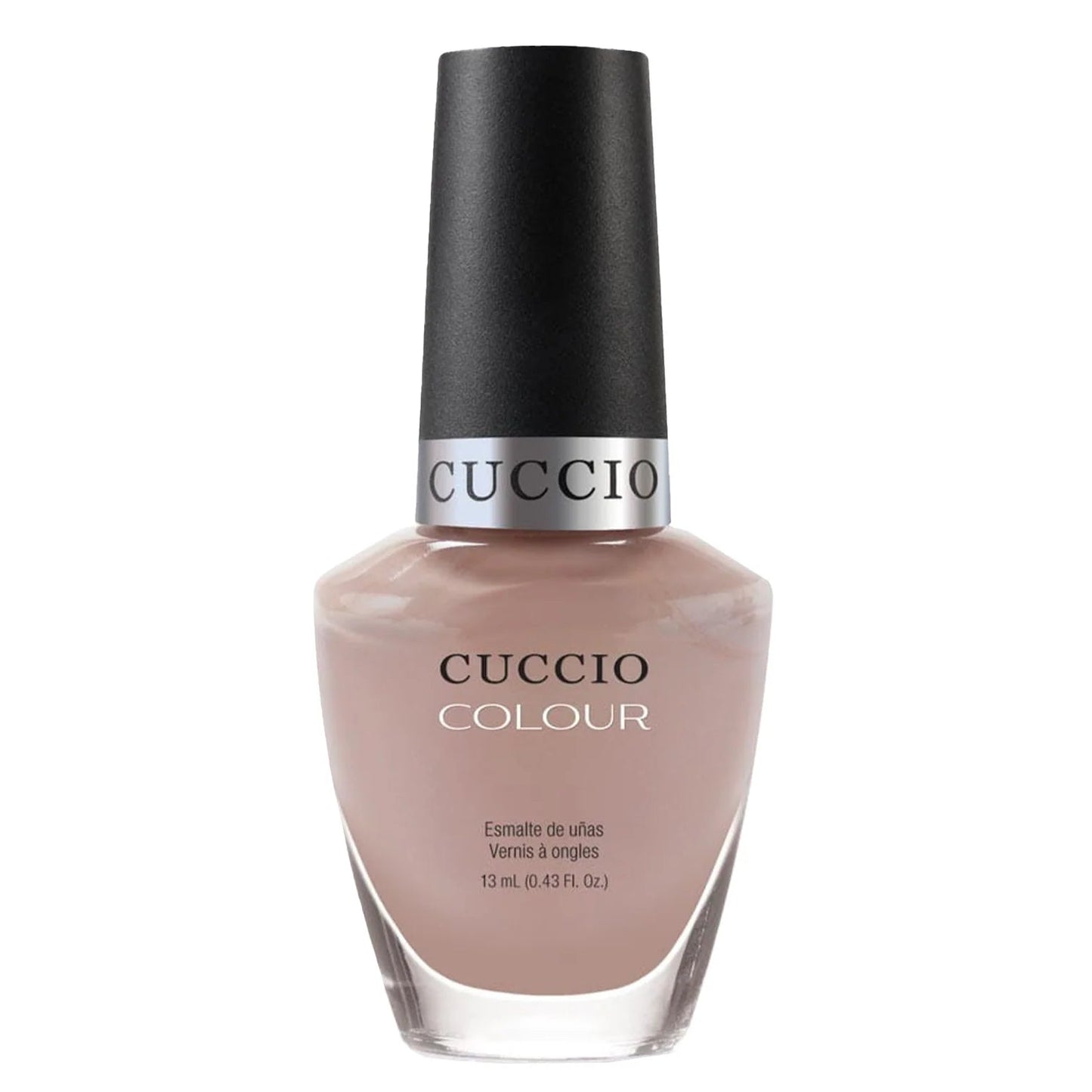 Cuccio nail polish bottle on a white background