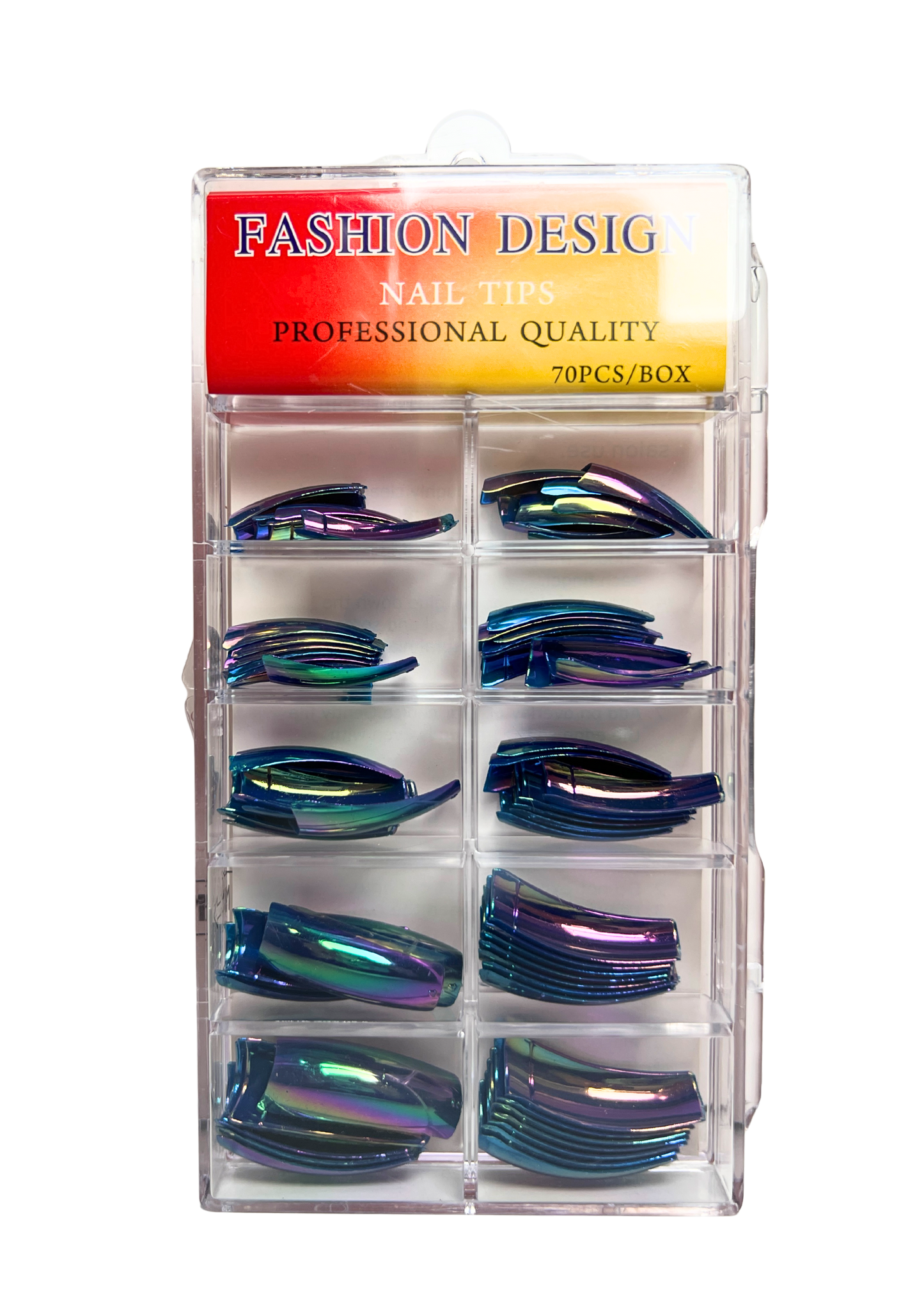 Fashion Design Nail Tips 70pc - Navy Chrome