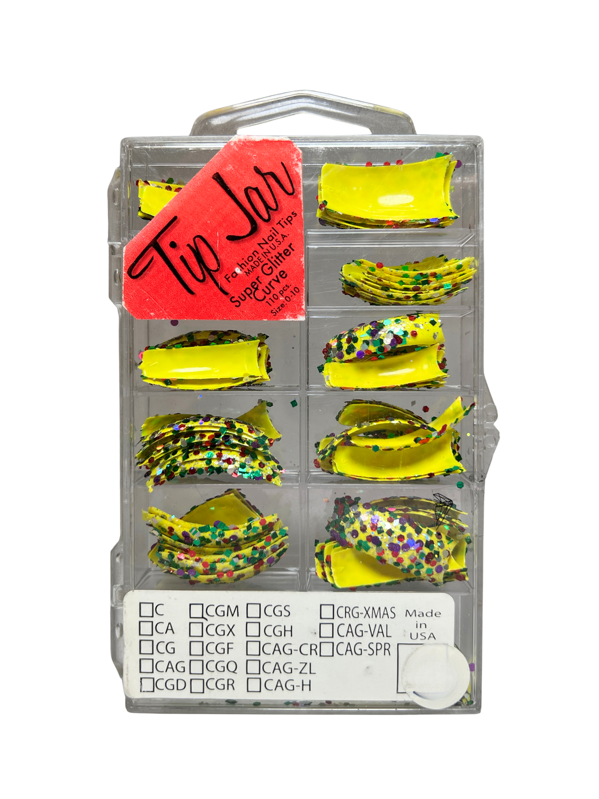 Tip Jar Fashion Nail Tips Super Glitter Curve 110pc - Yellow Tips/Mix Glitter