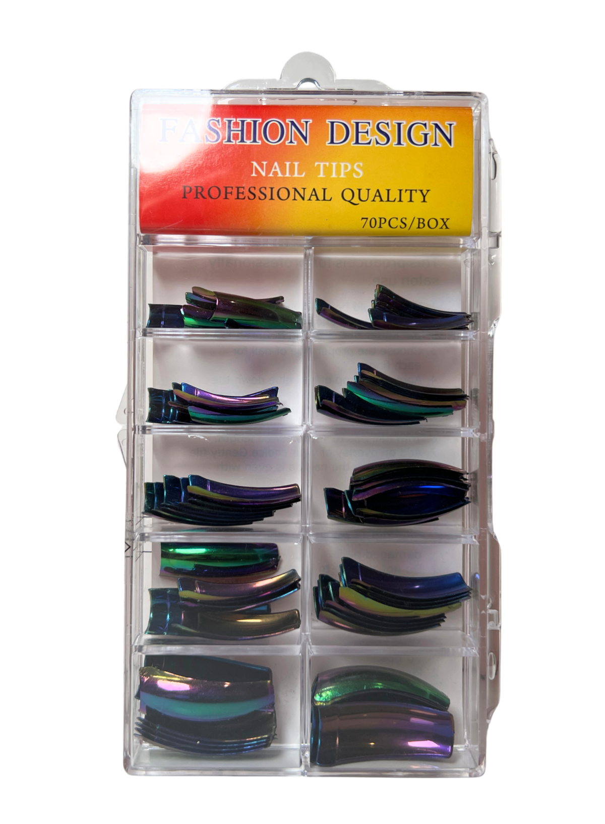 Fashion Design Nail Tips 70pc - Oil Slick Chrome