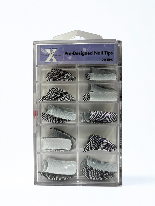SCENT XPERIENCE Pre-Designed Nail Tips 70pc - Zebra Print #1