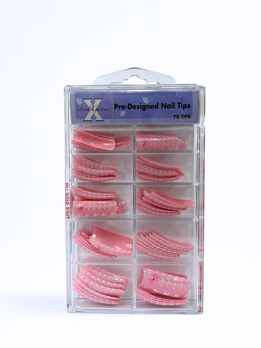 SCENT XPERIENCE Pre-Designed Nail Tips 70pc - Swirls & Bows