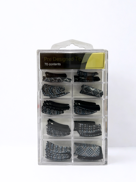 Pre-Designed Nail Tips 70pc - Snakeskin