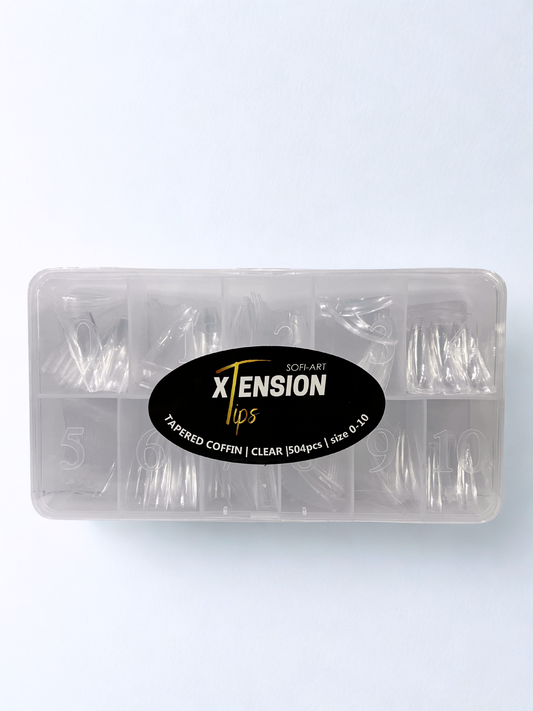 SOFI-ART Xtension Tips 504 pcs - Clear Tapered Coffin