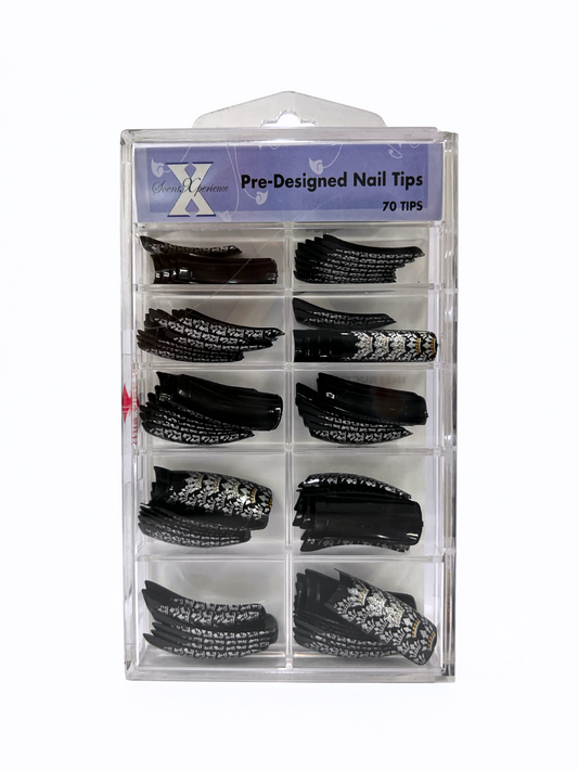 SCENT XPERIENCE Pre-Designed Nail Tips 70pc - Silver Crown