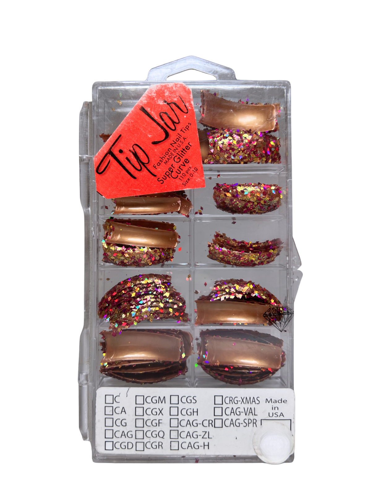 Tip Jar Fashion Nail Tips Super Glitter Curve 110pc - Gold Tips/Mix Glitter